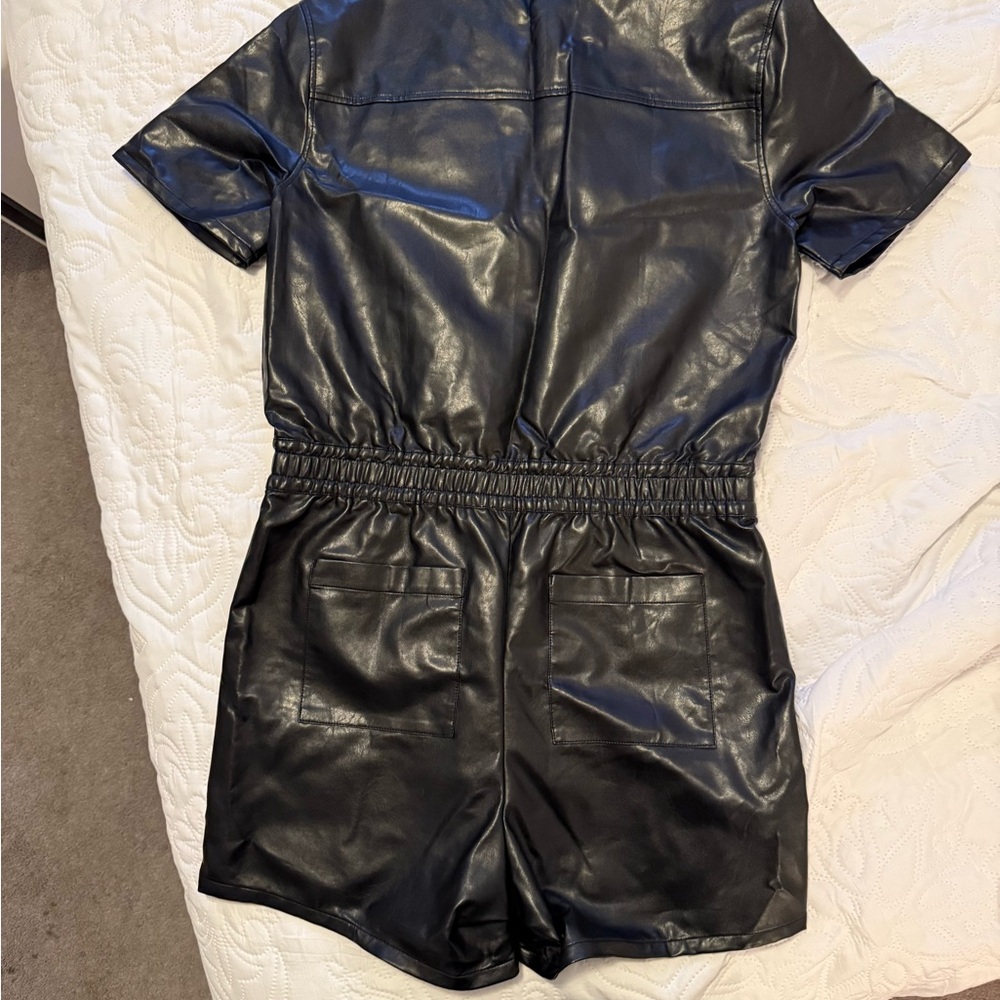 Black Faux Leather Jumpsuit - Picture 5 of 10